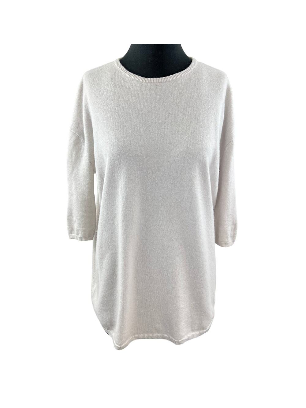 Organic by John Patrick Off White Sweater Dress Merino Crew Neck Size X-Small XS